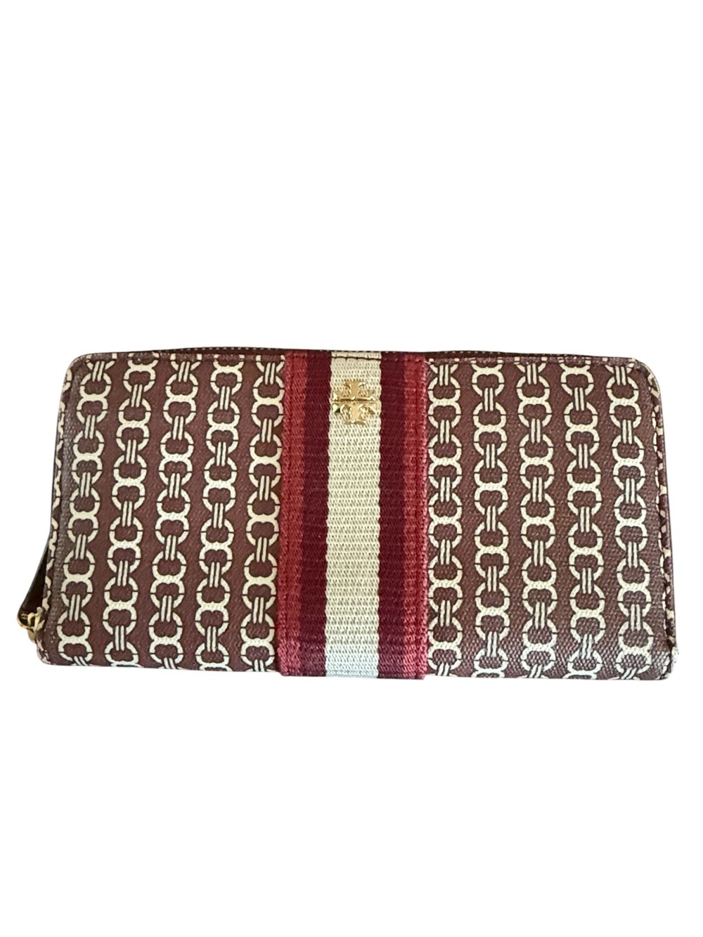 Tory Burch Gemini Link Zip Continental Wallet in Burgundy / Claret